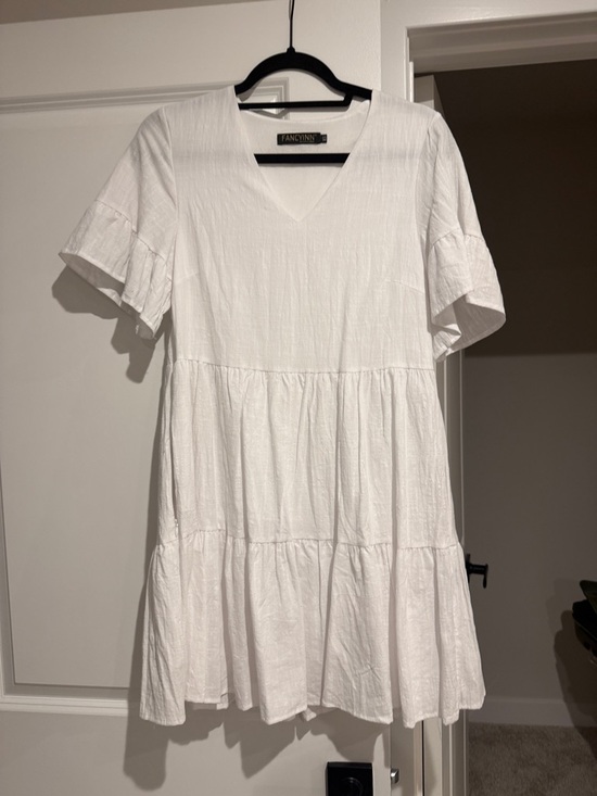 Fancyinn Dresses & Skirts - Fancyinn White V-Neck Tiered Mini Dress